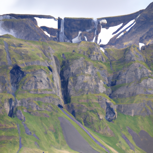 נוף מדהים של הנוף הציורי של איסלנד, הכולל הרים נישאים, מפלים וירק שופע.