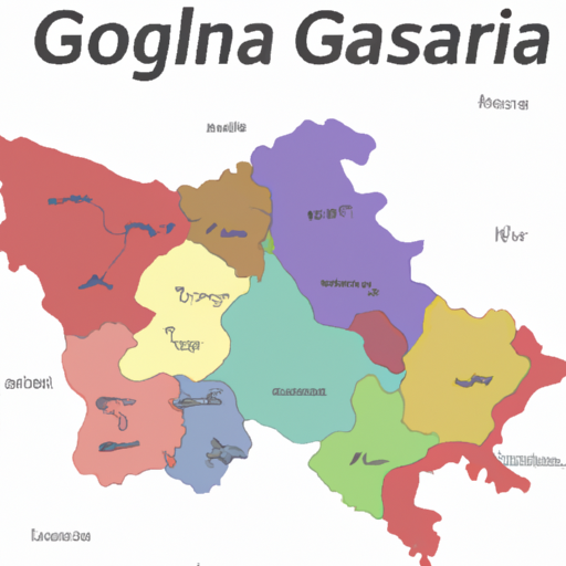 מפה של גאורגיה, אירופה, המדגישה את אזורי האקלים השונים.
