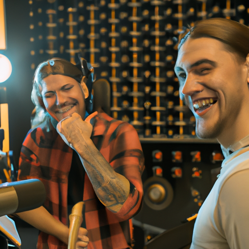 תמונה של שני החברים צוחקים באולפן ההקלטות