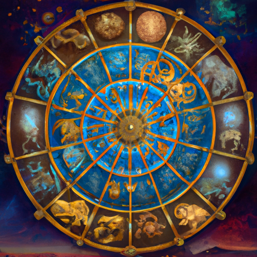 גלגל גלגל המזלות מורכב המייצג את 12 הסימנים של האסטרולוגיה המערבית