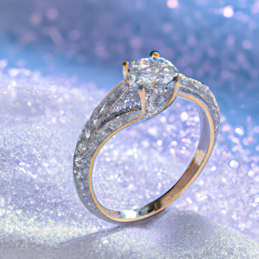 תמונת תקריב של טבעת יהלום נוצצת שגדלה במעבדה.